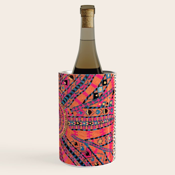 Large Medallion Suzani Bokhara Uzbekistan Embroidery Print Wine Chiller Gallery Image 3