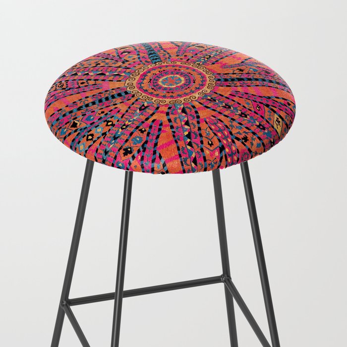Large Medallion Suzani Bokhara Uzbekistan Embroidery Print Stool Gallery Image 2