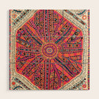 Large Medallion Suzani Bokhara Uzbekistan Embroidery Print Wood Wall Art Gallery Image 1