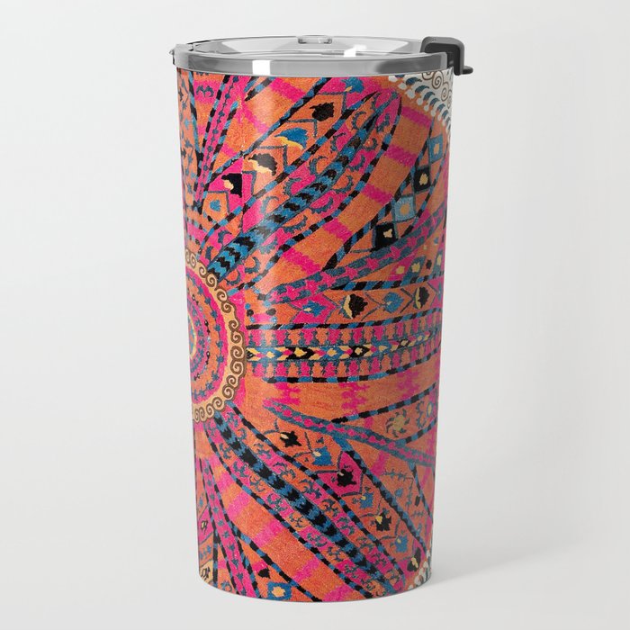 Large Medallion Suzani Bokhara Uzbekistan Embroidery Print Travel Mug Gallery Image 2