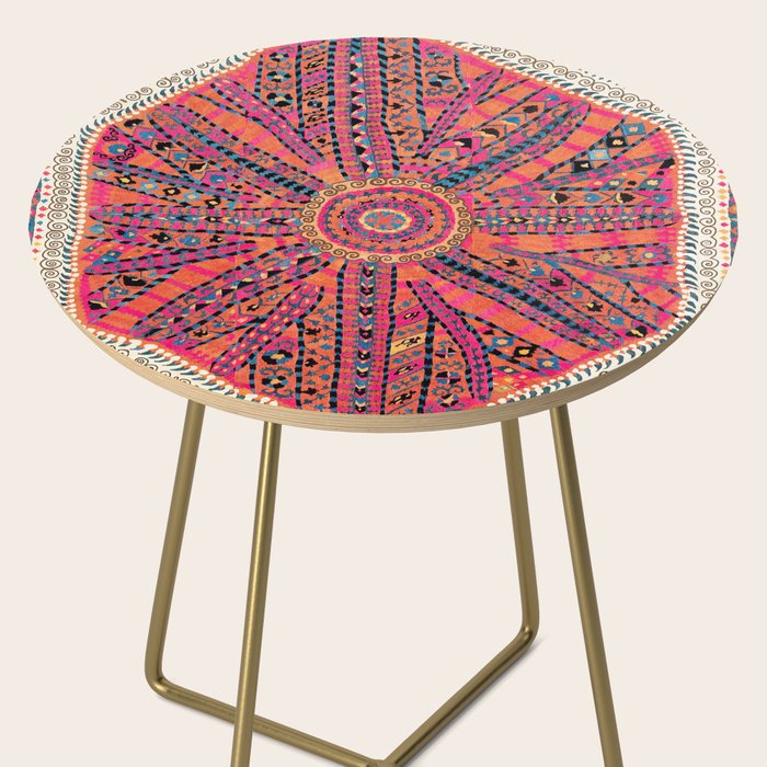Large Medallion Suzani Bokhara Uzbekistan Embroidery Print Side Table Gallery Image 2