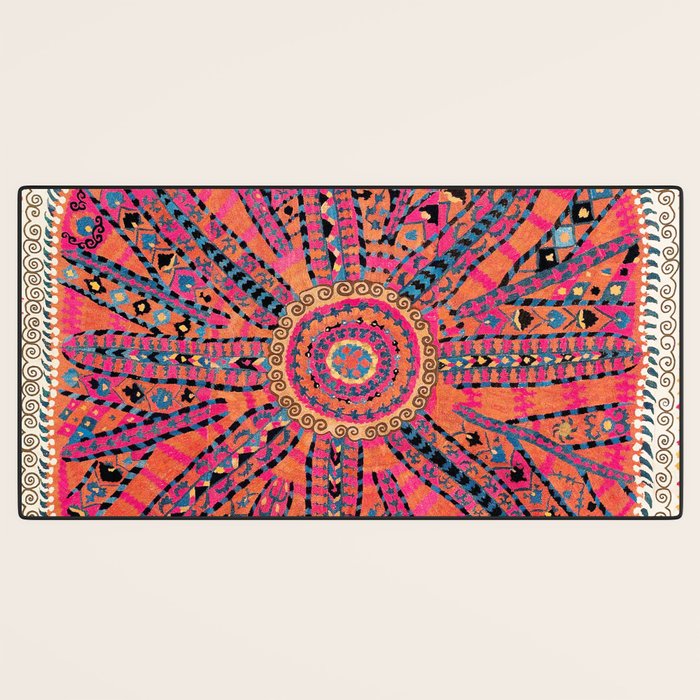 Large Medallion Suzani Bokhara Uzbekistan Embroidery Print Desk Mat Gallery Image 3