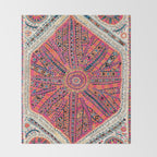 Large Medallion Suzani Bokhara Uzbekistan Embroidery Print Throw Blanket Gallery Image 2