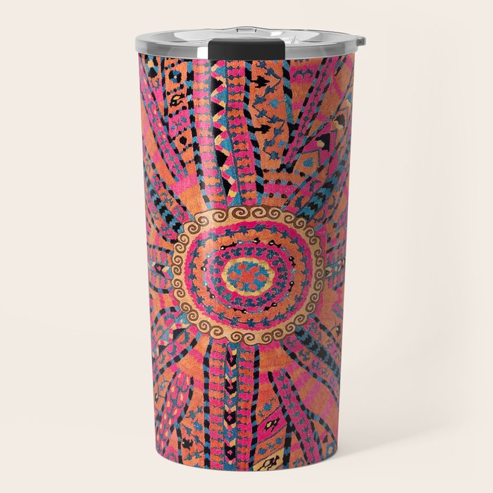 Large Medallion Suzani Bokhara Uzbekistan Embroidery Print Travel Mug Gallery Image 1