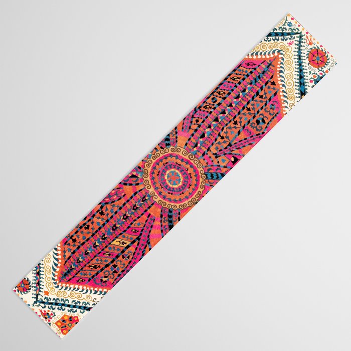 Large Medallion Suzani Bokhara Uzbekistan Embroidery Print Table Runner Gallery Image 3