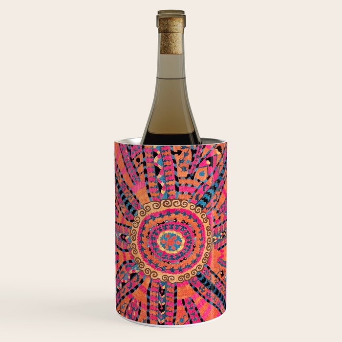 Large Medallion Suzani Bokhara Uzbekistan Embroidery Print Wine Chiller Gallery Image 1