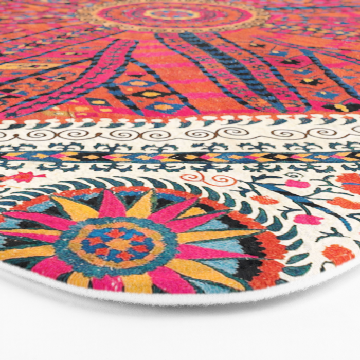 Large Medallion Suzani Bokhara Uzbekistan Embroidery Print Bath Mat Gallery Image 3