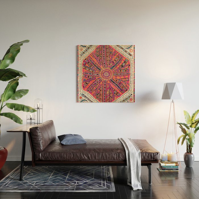 Large Medallion Suzani Bokhara Uzbekistan Embroidery Print Wood Wall Art Gallery Image 2