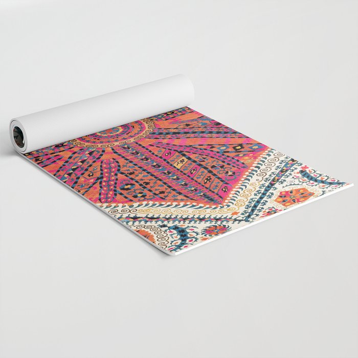 Large Medallion Suzani Bokhara Uzbekistan Embroidery Print Yoga Mat Gallery Image 2
