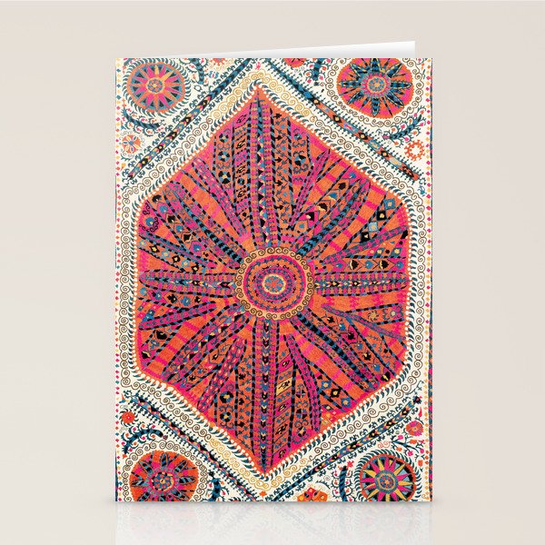 Large Medallion Suzani Bokhara Uzbekistan Embroidery Print Stationery Card Gallery Image 2