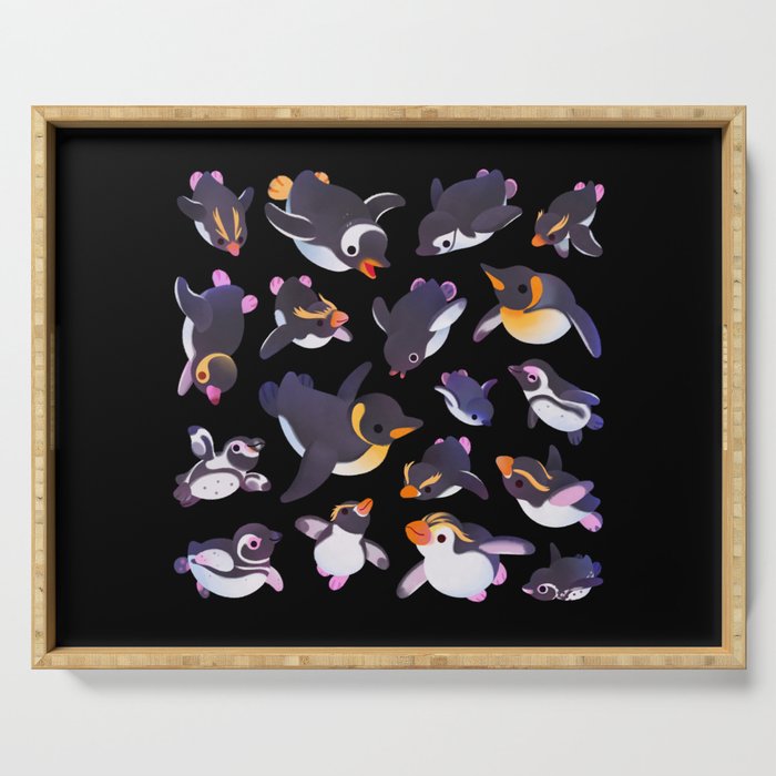 Penguin day - Name /dark Serving Tray Gallery Image 1