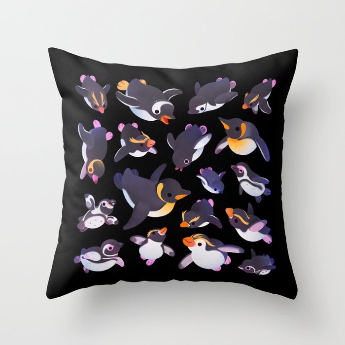 Penguin day - Name /dark Throw Pillow Gallery Image 6