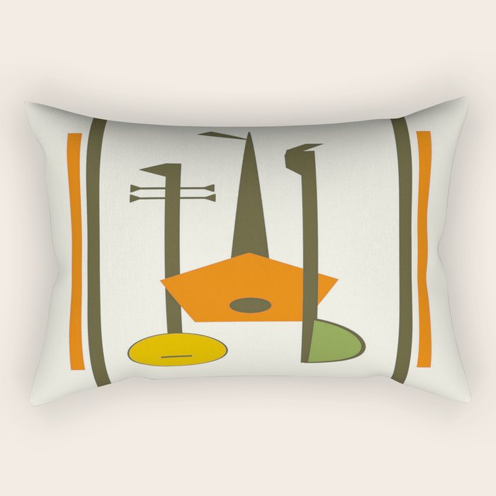 Mid-Century Modern Art Musical Strings Rectangular Pillow Gallery Image 1