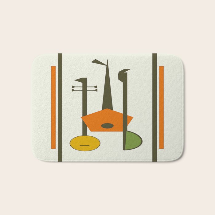 Mid-Century Modern Art Musical Strings Bath Mat Gallery Image 1