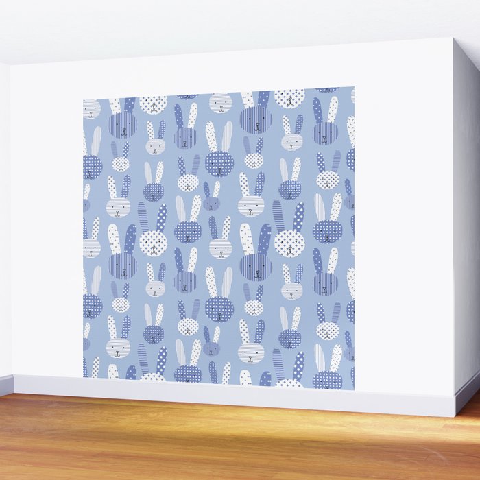 Blue Bunny Wall Mural Gallery Image 2