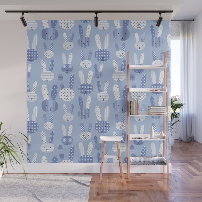 Blue Bunny Wall Mural Gallery Image 1