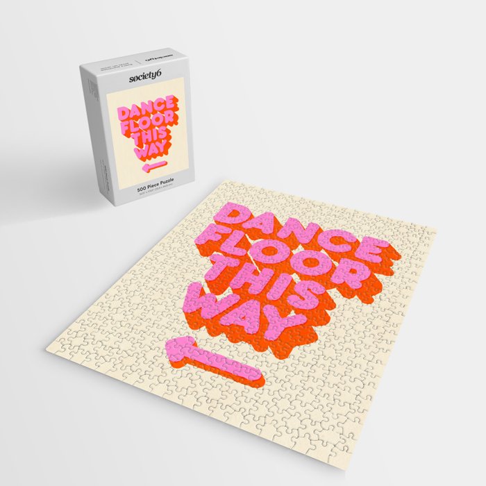 DANCE FLOOR THIS WAY - PINK TYPOGRAPHY Jigsaw Puzzle Gallery Image 2