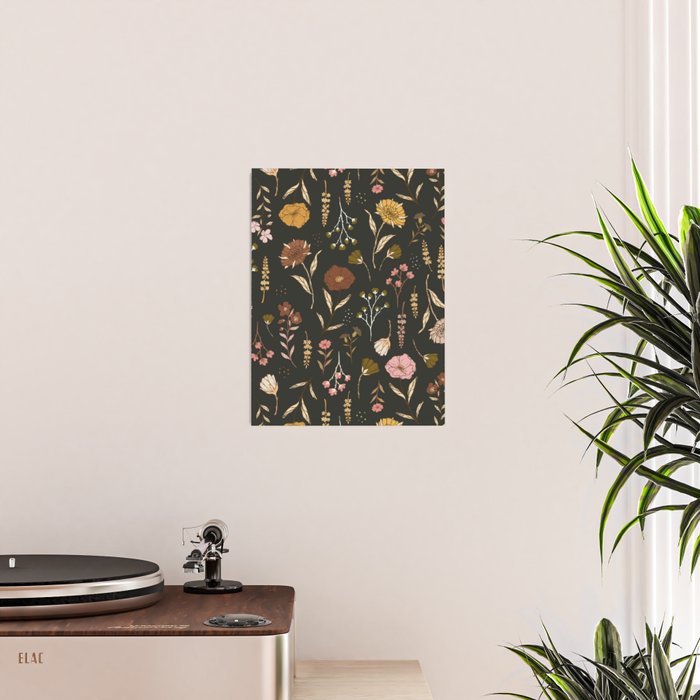 Spring Garden Flower Collection - Charcoal Black Poster Gallery Image 2