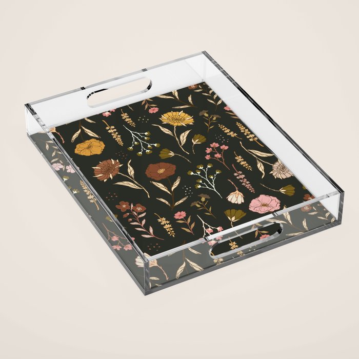 Spring Garden Flower Collection - Charcoal Black Acrylic Tray Gallery Image 1
