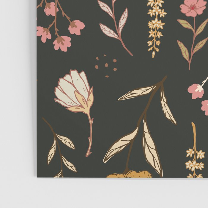 Spring Garden Flower Collection - Charcoal Black Poster Gallery Image 3