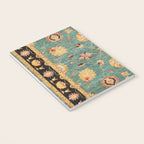 Oushak  Antique Gold Teal Turkish Rug Print Notebook Gallery Image 3