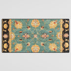 Oushak  Antique Gold Teal Turkish Rug Print Desk Mat Gallery Image 3