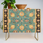 Oushak  Antique Gold Teal Turkish Rug Print Credenza Gallery Image 1