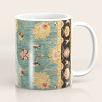 Oushak  Antique Gold Teal Turkish Rug Print Coffee Mug Gallery Image 1