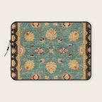 Oushak  Antique Gold Teal Turkish Rug Print Laptop Sleeve Gallery Image 1