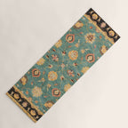 Oushak  Antique Gold Teal Turkish Rug Print Yoga Mat Gallery Image 1