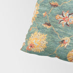 Oushak  Antique Gold Teal Turkish Rug Print Pillow Sham Gallery Image 4