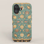 Oushak  Antique Gold Teal Turkish Rug Print iPhone Case Gallery Image 1