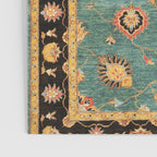 Oushak  Antique Gold Teal Turkish Rug Print Poster Gallery Image 3