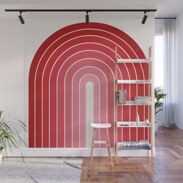 Gradient Arch VI Pink and Red Mid Century Modern Rainbow Wall Mural Gallery Image 1
