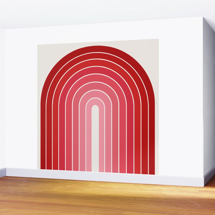 Gradient Arch VI Pink and Red Mid Century Modern Rainbow Wall Mural Gallery Image 2