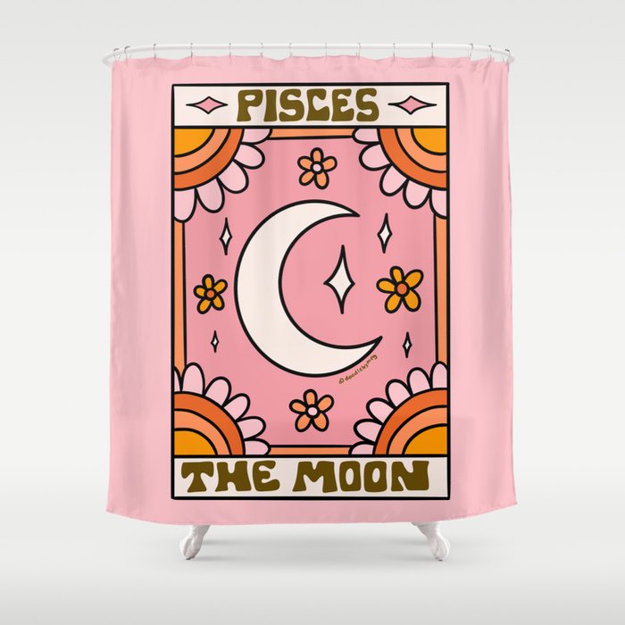 Pisces Tarot Card Shower Curtain Gallery Image 1