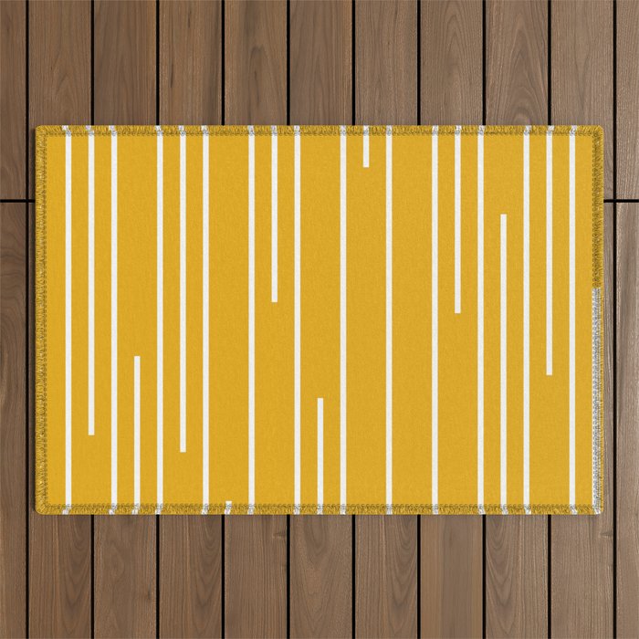 Minimal, Geometric Stripes Pattern in Yellow Outdoor Rug Gallery Image 1