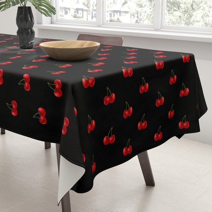 Y2K Cherries - Black Pattern Miniature Tablecloth Gallery Image 3