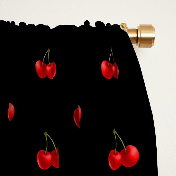 Y2K Cherries - Black Pattern Miniature Window Curtain Gallery Image 2