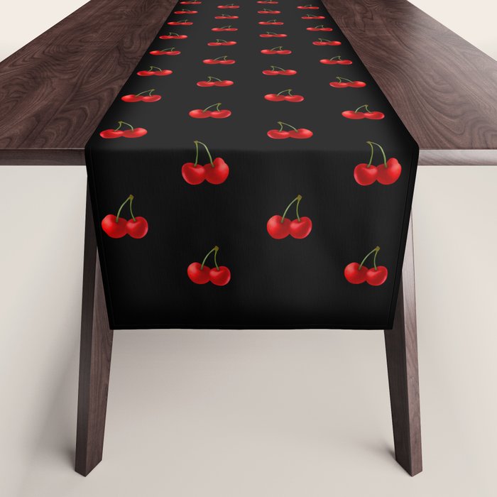 Y2K Cherries - Black Pattern Miniature Table Runner Gallery Image 1