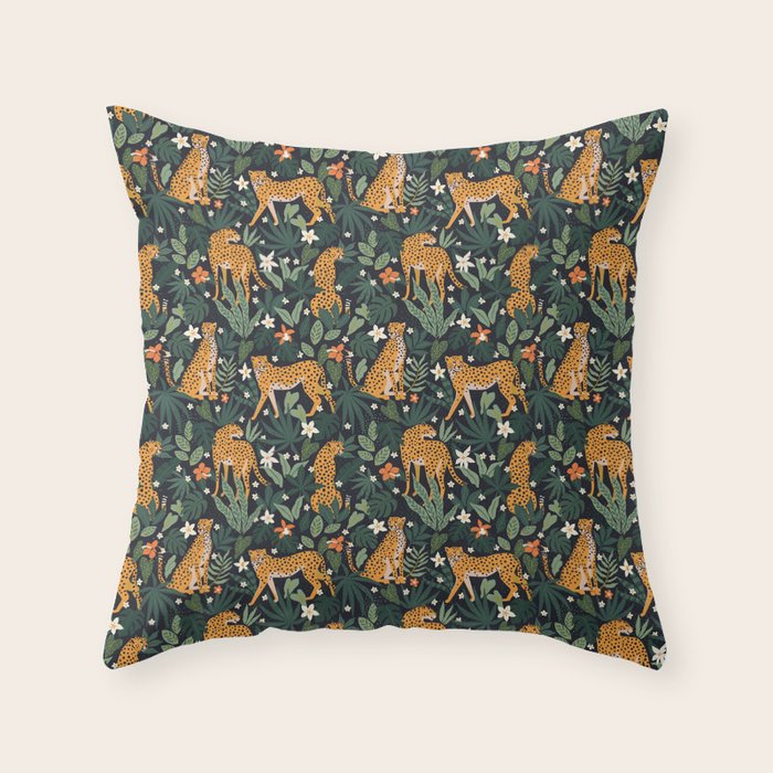 Cheetahs in the tropical Throw Pillow Gallery Image 1