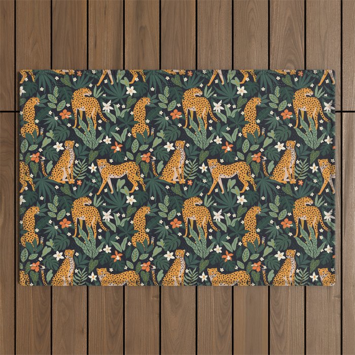 Cheetahs in the tropical Outdoor Rug Gallery Image 1
