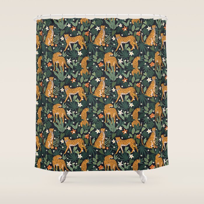 Cheetahs in the tropical Shower Curtain Gallery Image 1