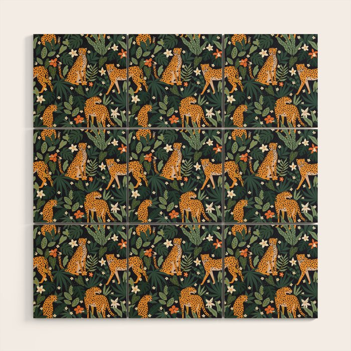 Cheetahs in the tropical Wood Wall Art Gallery Image 1