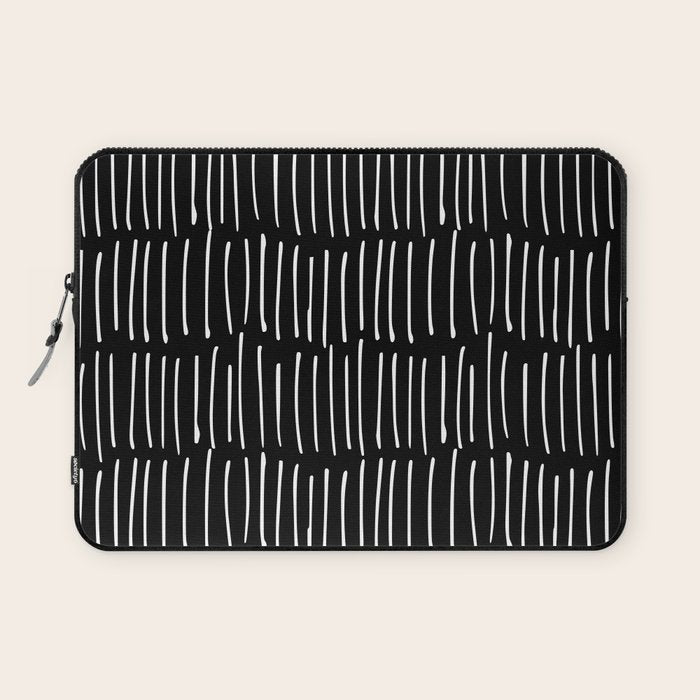 Black and White Minimal Stripe Laptop Sleeve Gallery Image 1