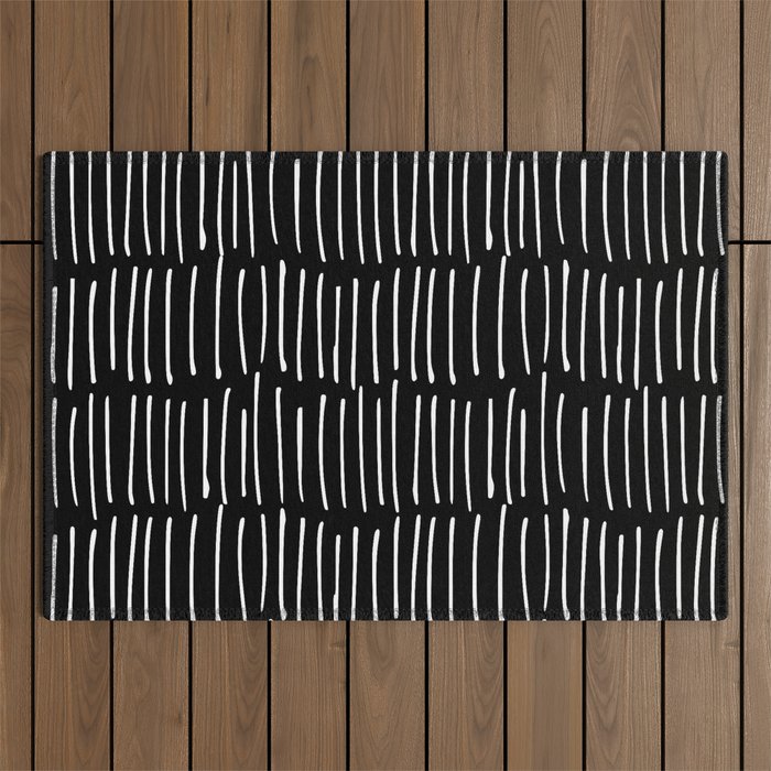 Black and White Minimal Stripe Outdoor Rug Gallery Image 1