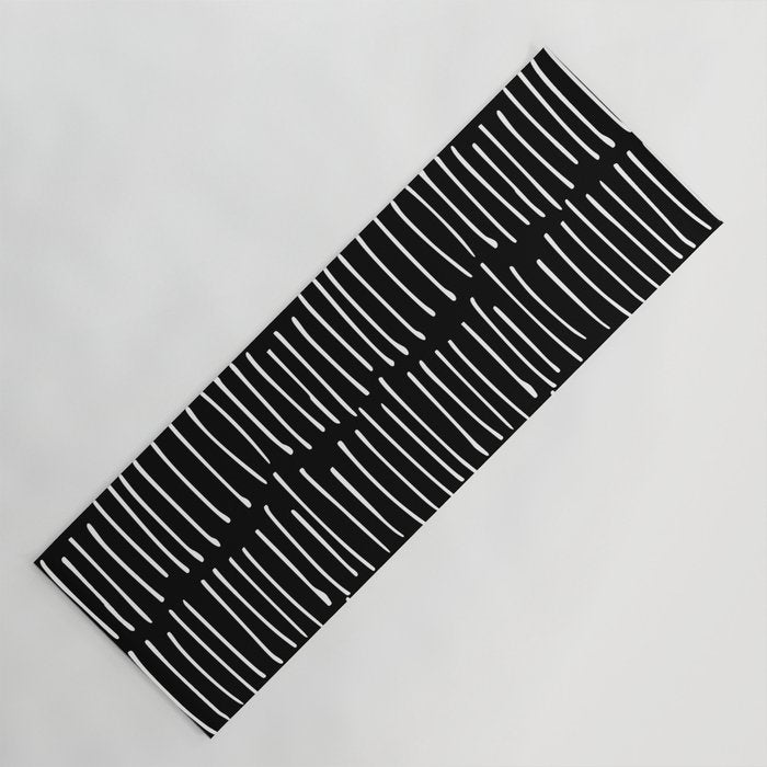 Black and White Minimal Stripe Yoga Mat Gallery Image 1
