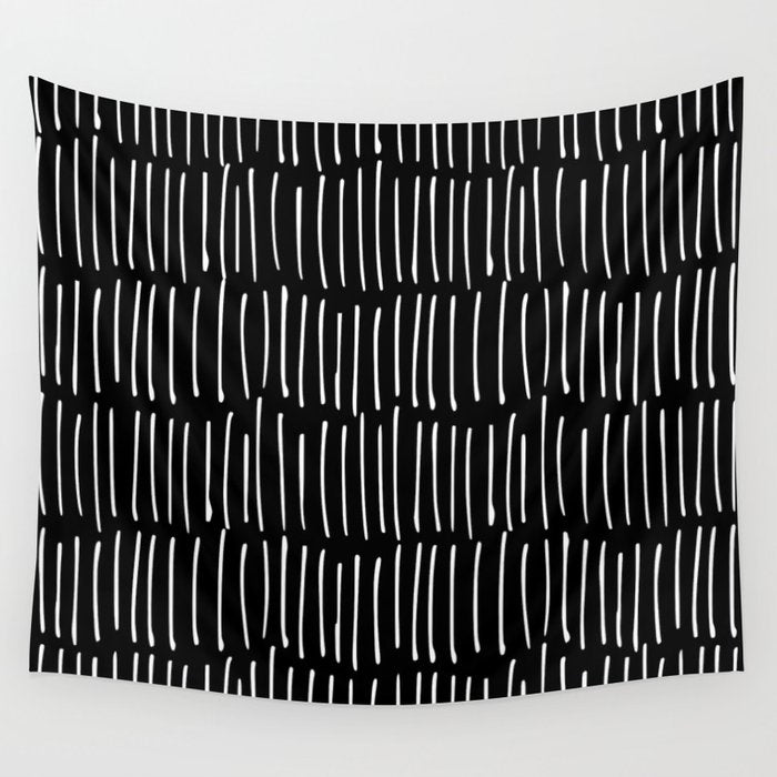 Black and White Minimal Stripe Wall Tapestry Gallery Image 4