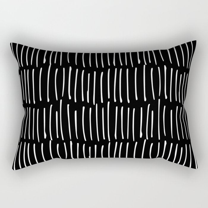 Black and White Minimal Stripe Rectangular Pillow Gallery Image 2