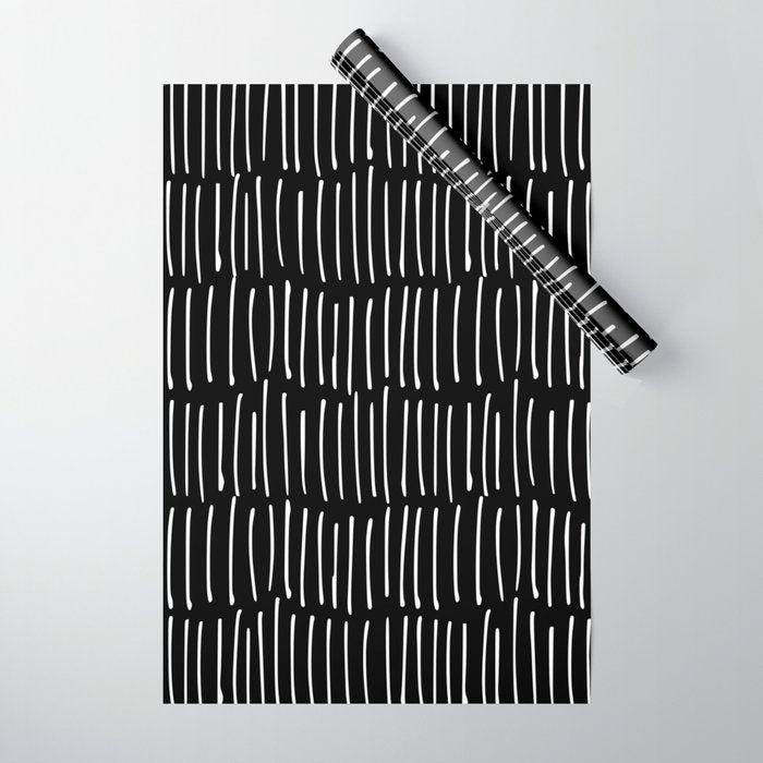 Black and White Minimal Stripe Wrapping Paper Gallery Image 1